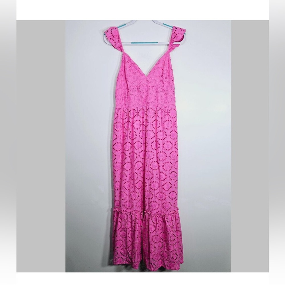 Vineyard Vines Eyelet Maxi Dress Size Medium Paradise Punch Pink
